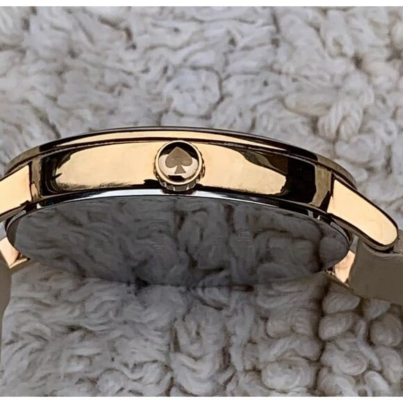 Kate Spade Watch Metro Vachetta White Dial Beige Leather Strap 1YRU0735